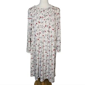 Secret Treasures Floral Fleece Long Nightgown Birds Floral‎ Lace Size 3X